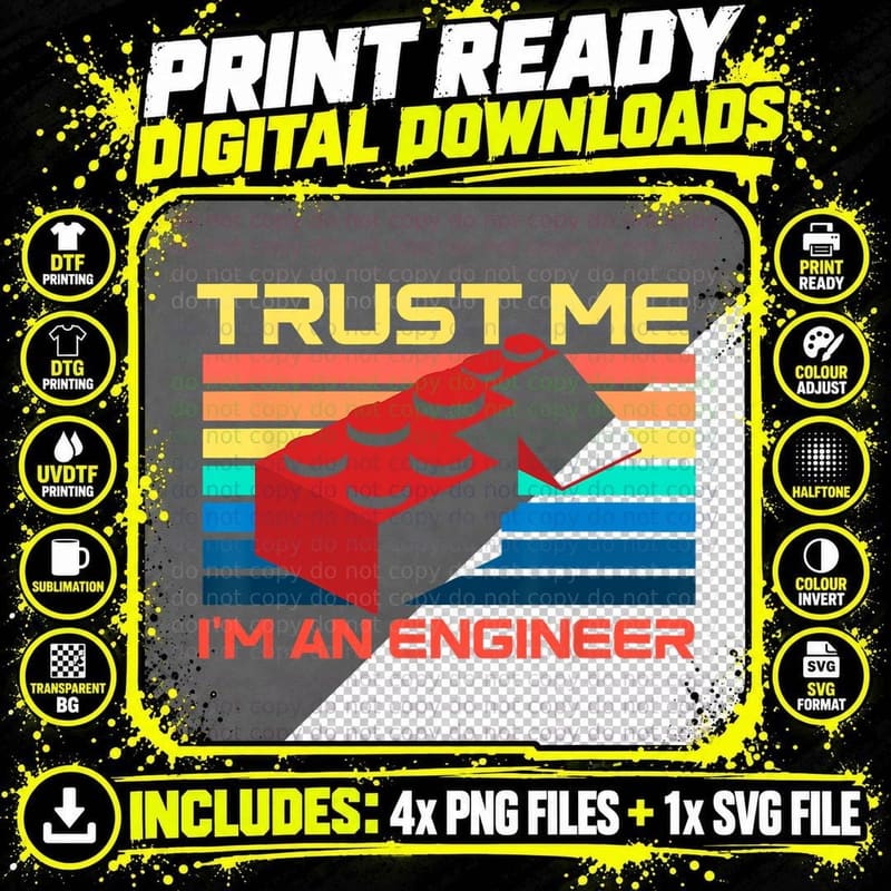 Engineer Master Builder Building Blocks Bricks Png SVG Digital Bundle