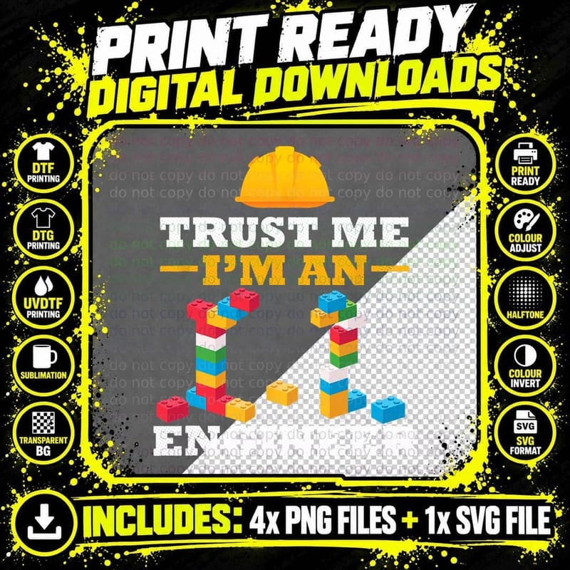 Engineer Master Builder Construction Building Bricks Png SVG Digital Bundle