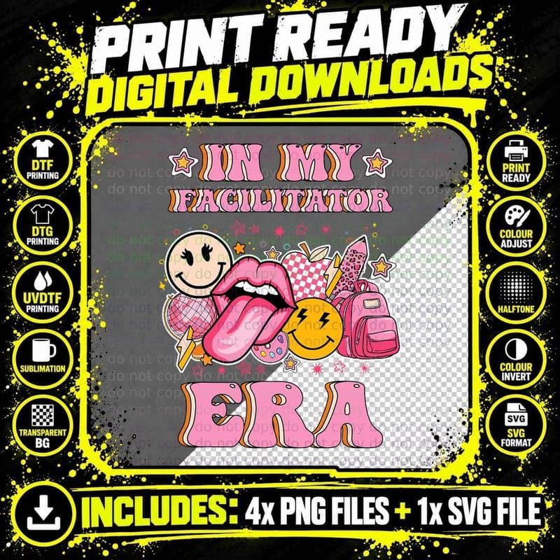 Facilitator Era T-Shirt, Groovy Back to School Teacher Png SVG Digital Bundle