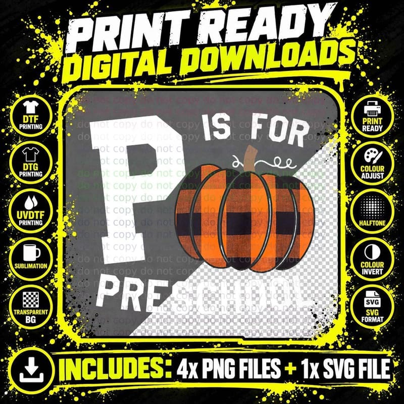Fall Preschool P Is for Pre - K Teacher Team October Png SVG Digital Bundle