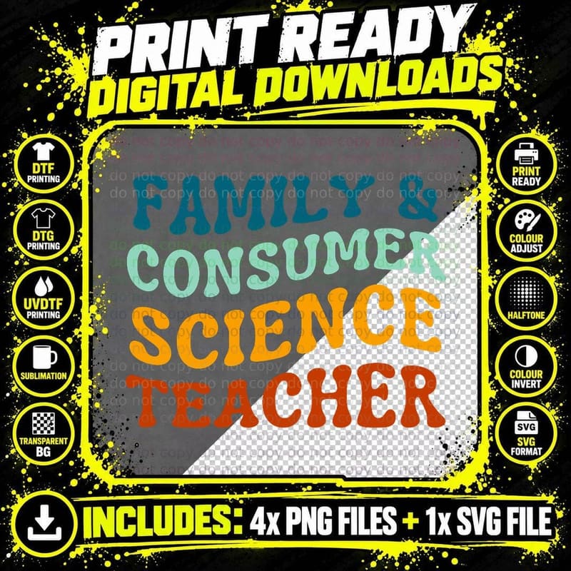 Family and Consumer Science Teacher T-Shirt, White Png SVG Digital Bundle
