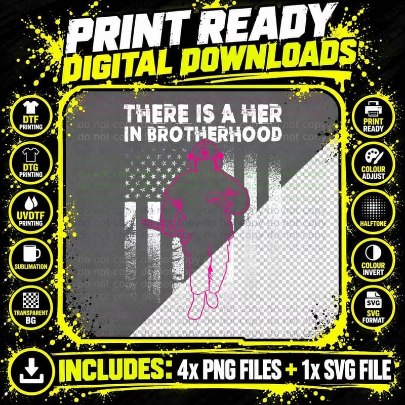 Female Firefighter T-Shirt, Her in Brotherhood Png SVG Digital Bundle