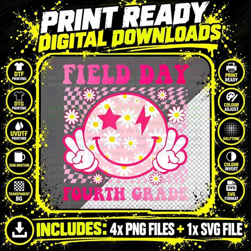 Field Day Fourth Grade Field Trip Fun Day Teacher Png SVG Digital Bundle