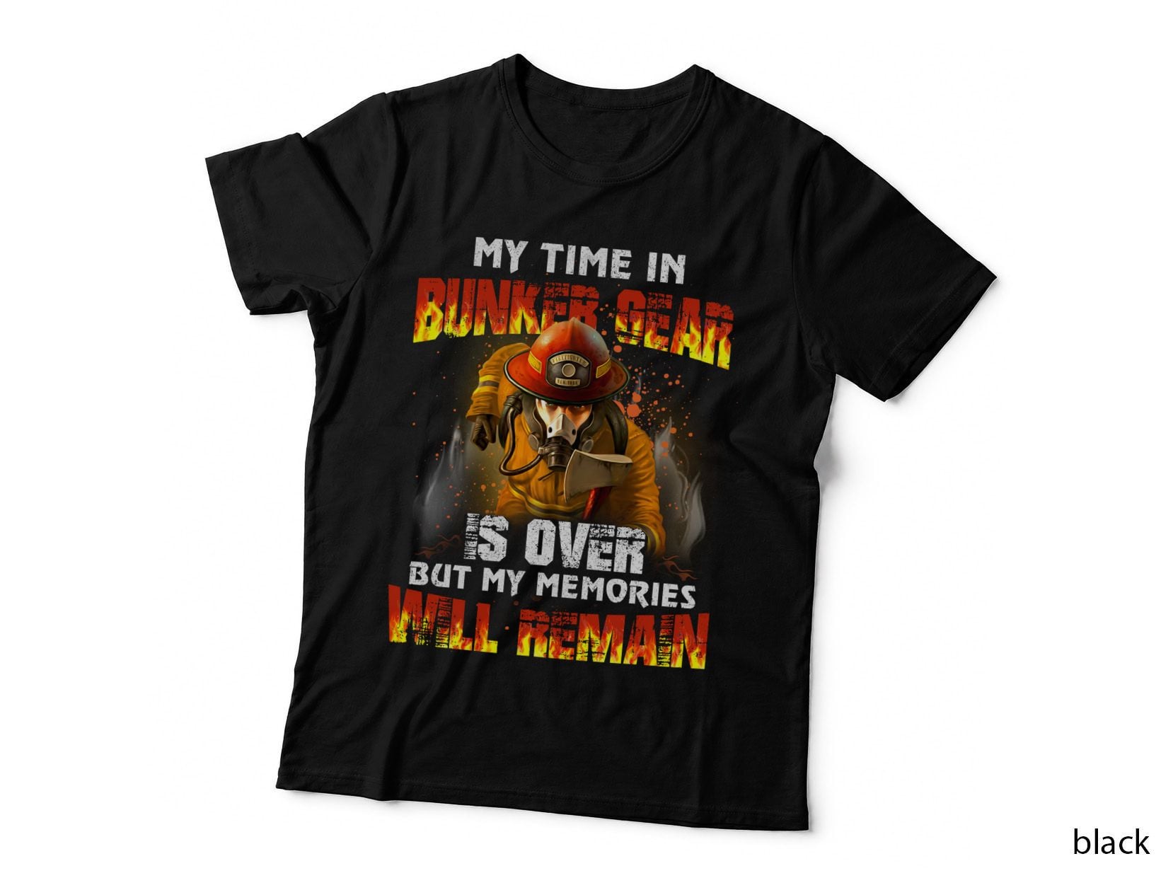 Firefighter Bunker Gear T-Shirt, Fireman Memorial Design, Firefighter Pride
