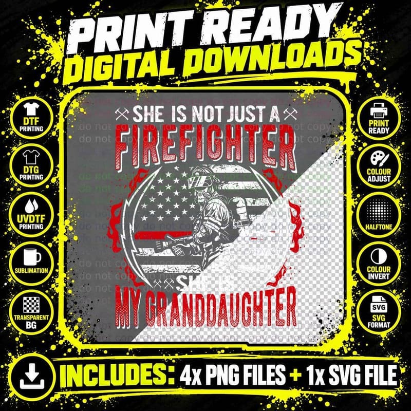Firefighter Granddaughter Proud Grandparent T-Shirt Png SVG Digital Bundle