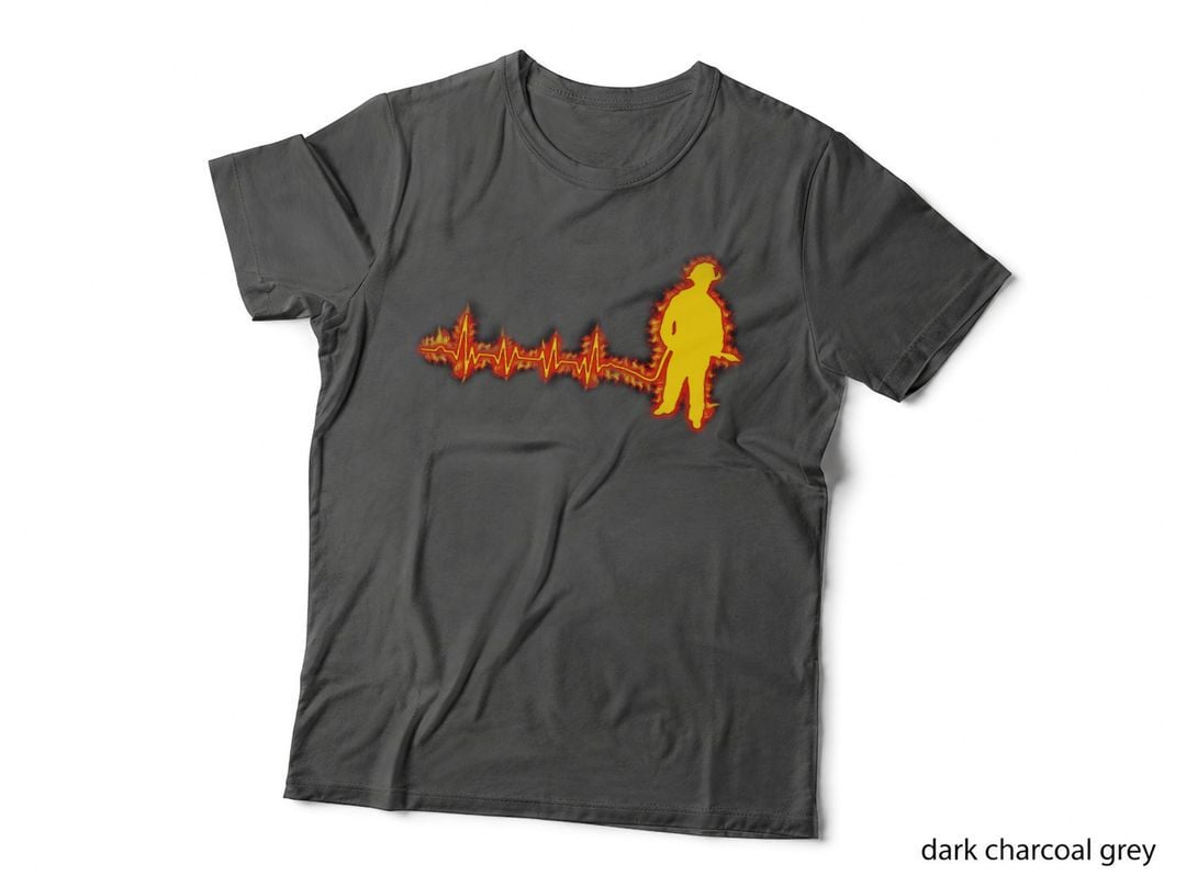 Firefighter Heartbeat T-Shirt, Fireman Pride Design, Firefighter Apparel