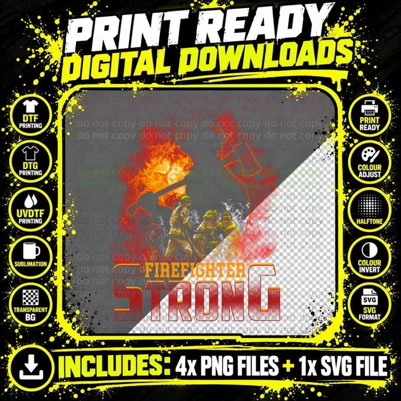 Firefighter Strong T-Shirt, Patriotic Theme Png SVG Digital Bundle