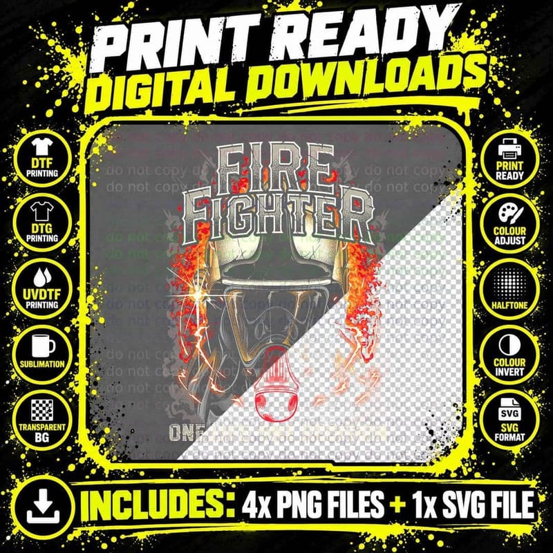 Firefighter T-Shirt, Fireman Design, Firefighter Gear Png SVG Digital Bundle