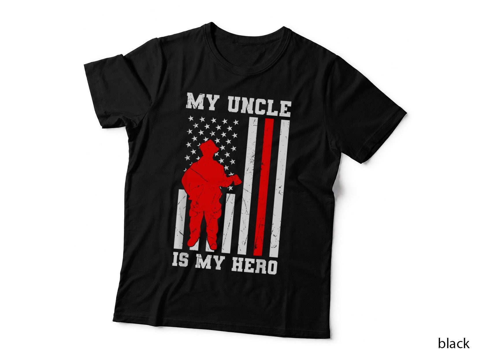 Firefighter Thin Red Line Flag T-Shirt, Patriotic Apparel, Heroic Pride