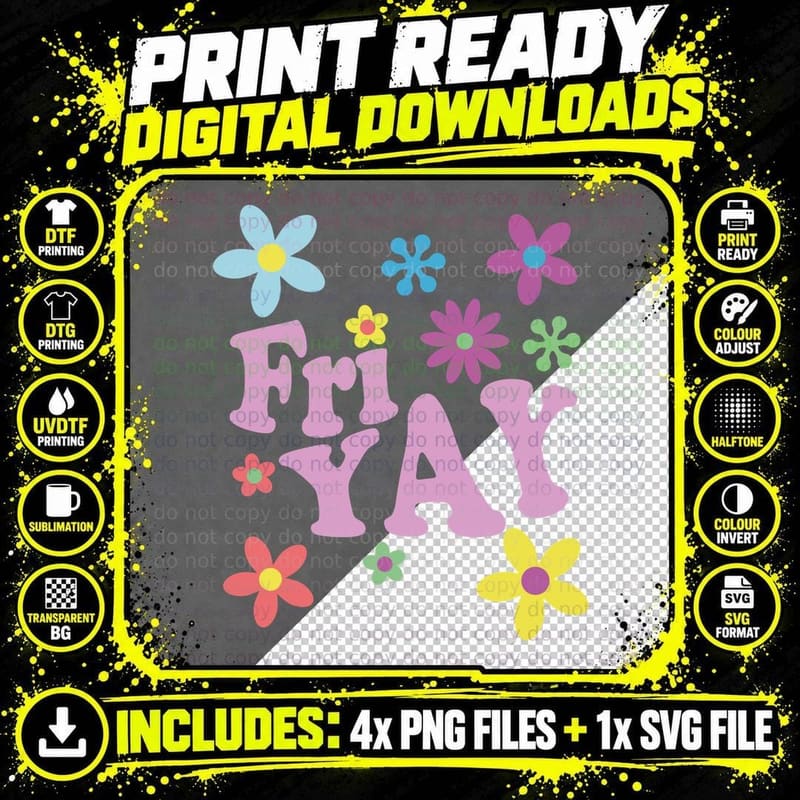 Fri-Yay! Happy Friday Lover Funny Teacher TGIF Friyay Png SVG Digital Bundle
