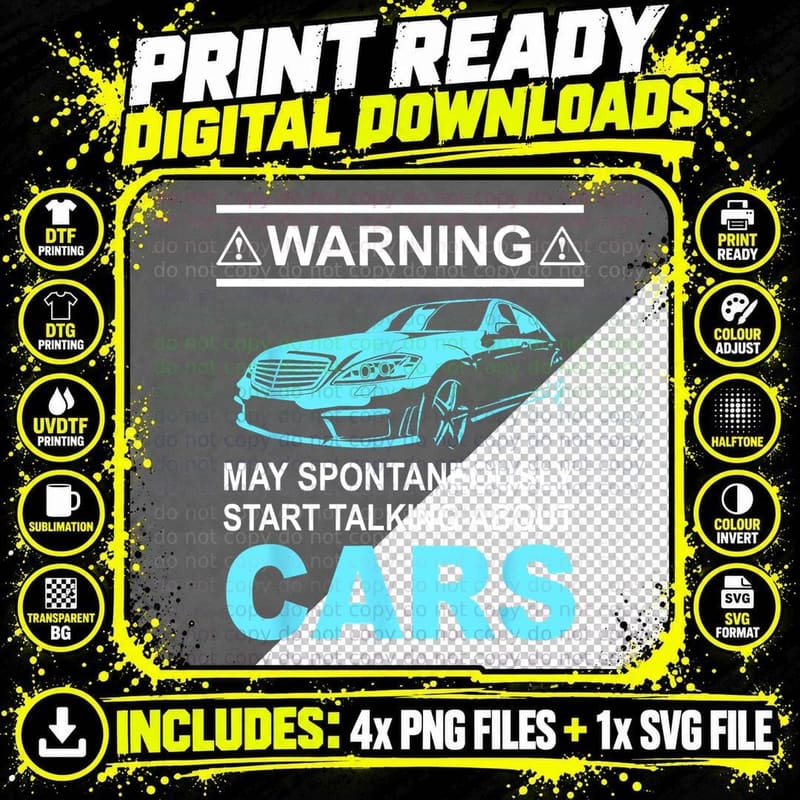 Funny Car Cars Engineer Mechanic Lovers-Gift Men Boys Png SVG Digital Bundle
