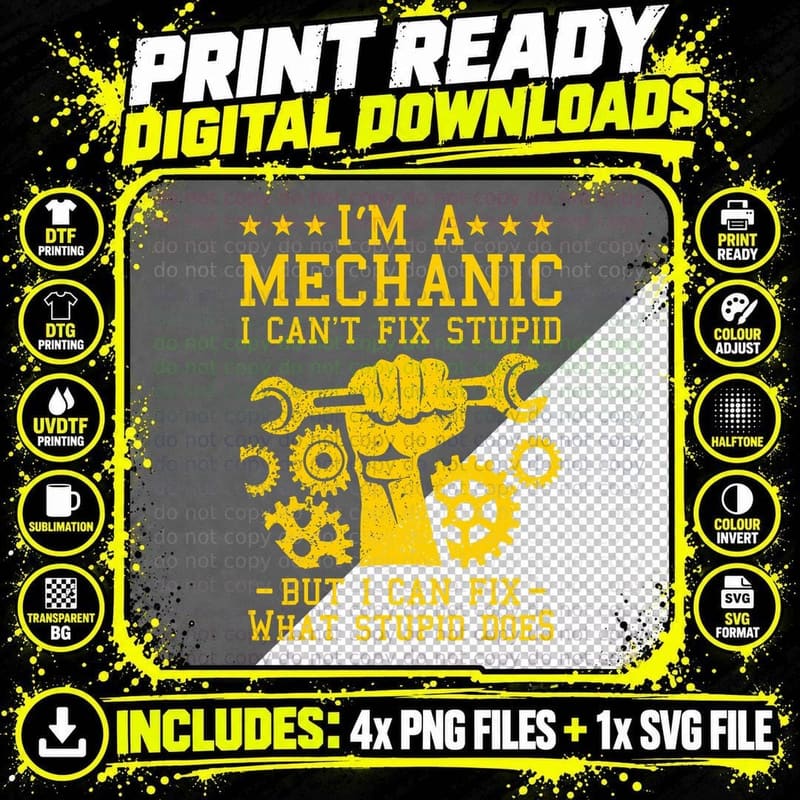 Funny Car Mechanic Men Women Kids Best Auto Mechanic Png SVG Digital Bundle