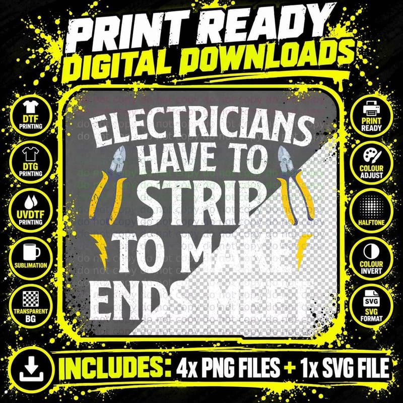 Funny Electrician for Men Women Electrician Electrical Png SVG Digital Bundle