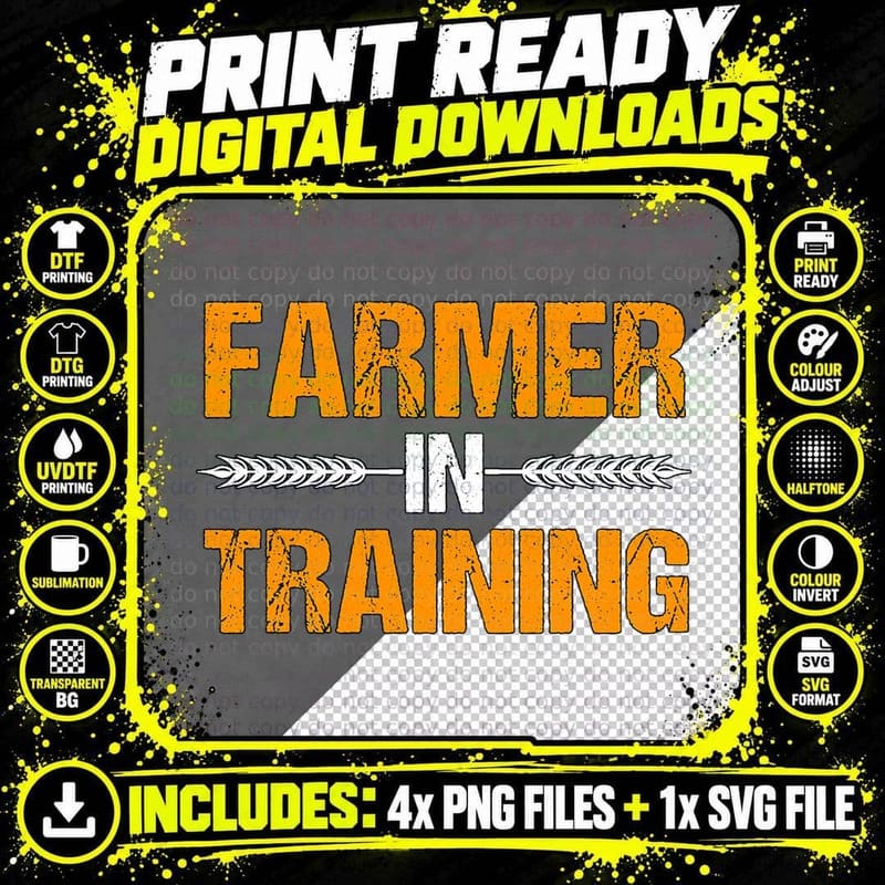 Funny Farmer in Training Apparel Farm Farming T-Shirt Png SVG Digital Bundle