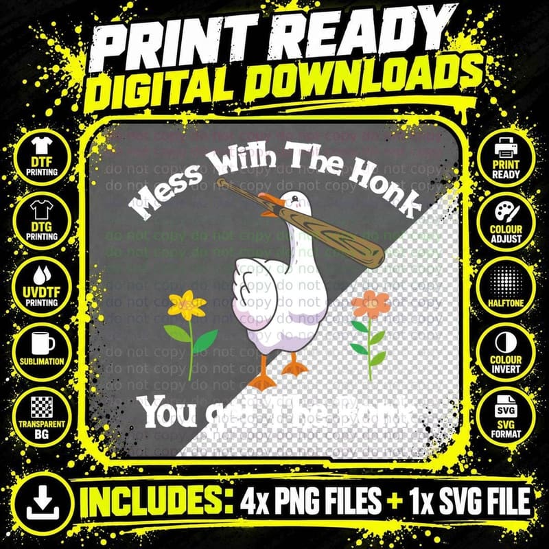 Funny Mess with Honk Get the Bonk Goose Duck Farmer Png SVG Digital Bundle