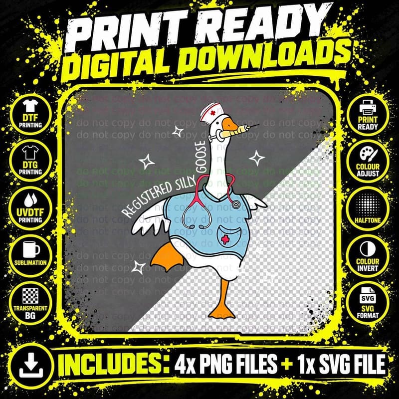Funny Nurse Goose Healthcare Worker Humor T-Shirt Png SVG Digital Bundle