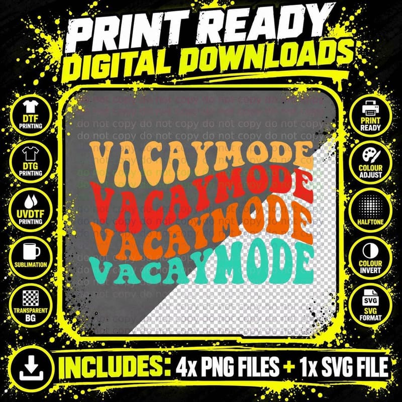 Funny Vacay Mode on Summer Vacation School Teacher Girl Png SVG Digital Bundle