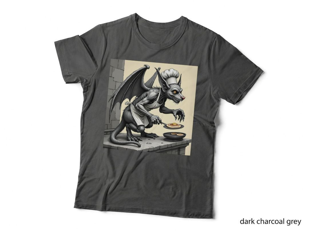 Gothic Gargoyle Chef Flipping Pancake T-Shirt
