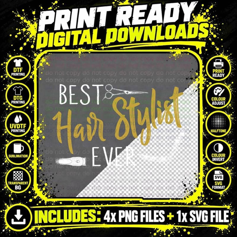 Hair Stylist Typography T-Shirt, Fashionable Hairdresser Png SVG Digital Bundle