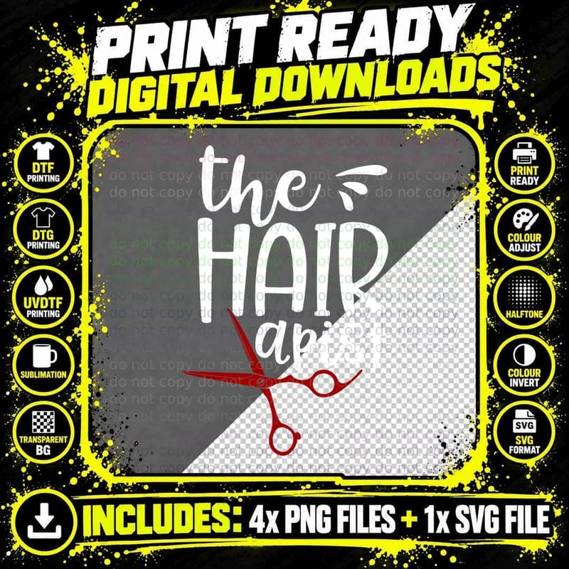 Hairapist Scissors T-Shirt, Hair Stylist Gift Png SVG Digital Bundle