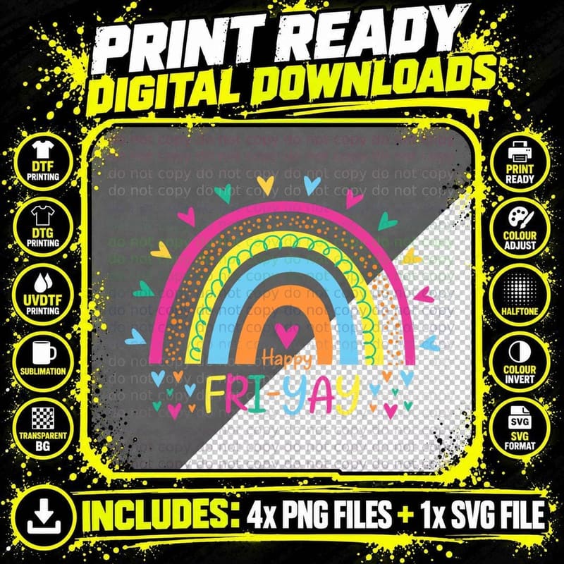 Happy Fri-Yay Friday Lovers Fun Teacher Life Friyay Png SVG Digital Bundle