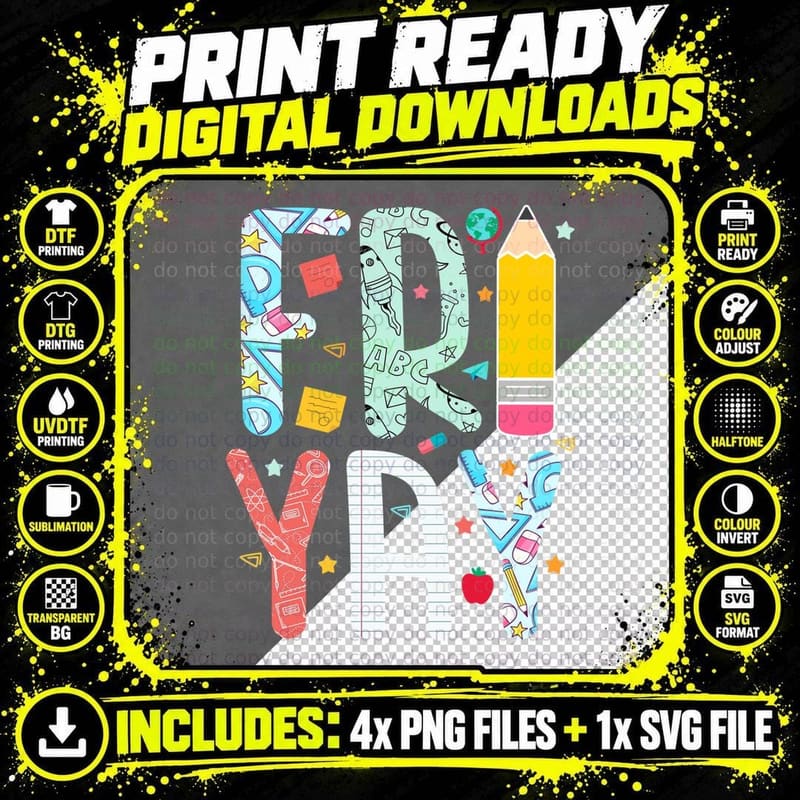 Happy Fri-Yay Friday Lovers Fun Teacher Life Friyay Png SVG Digital Bundle