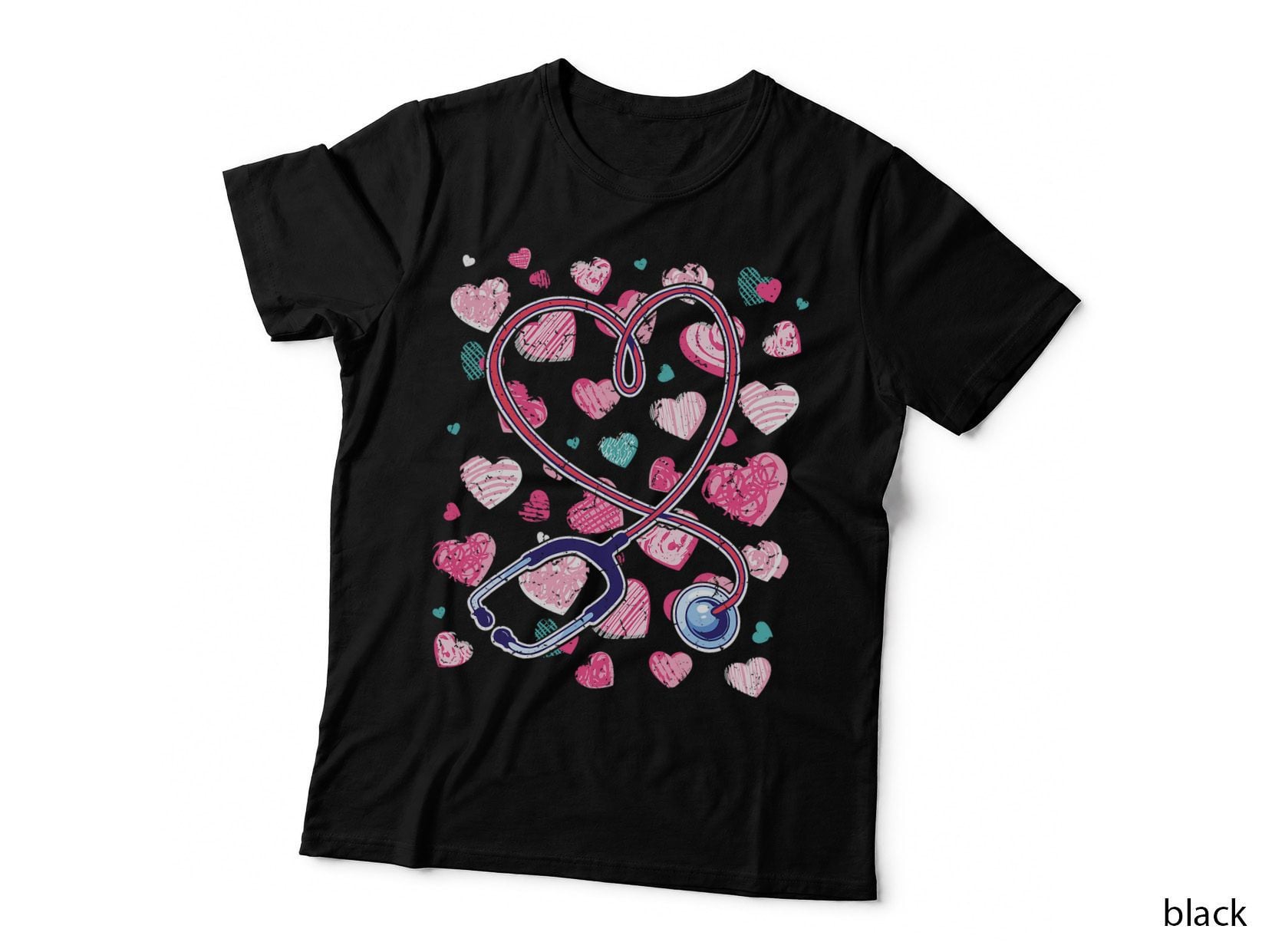 Heart Stethoscope Love Doctor and Nurse Valentines Day T-Shirt