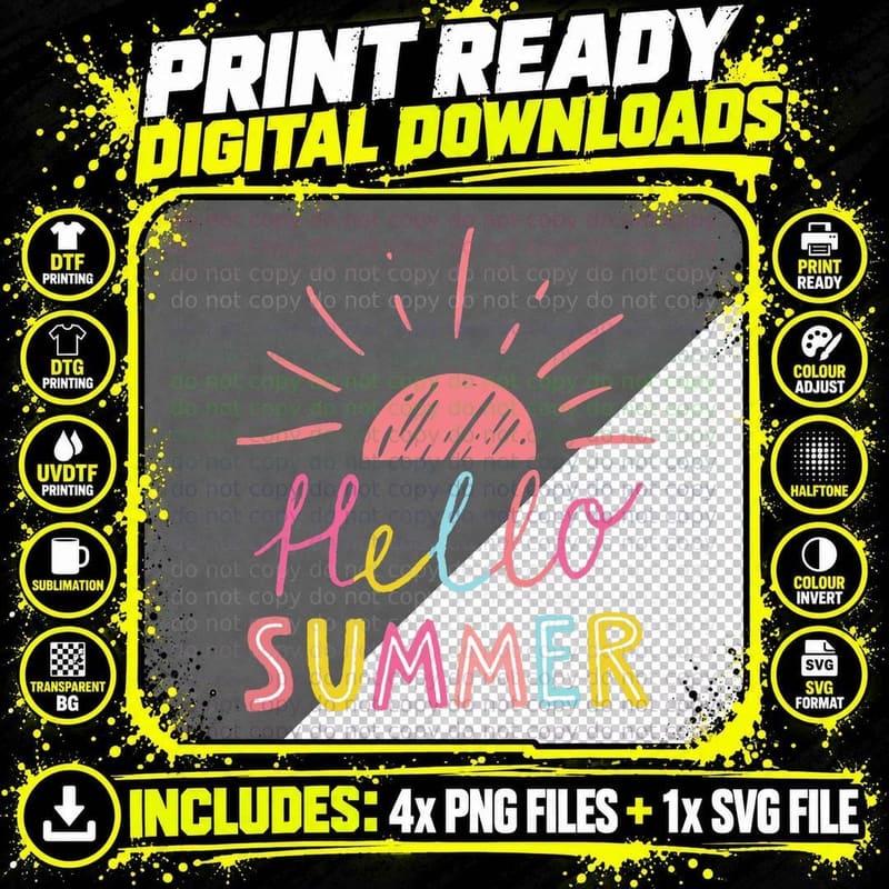 Hello Summer End of School Year Teacher Shirts for Women Png SVG Digital Bundle