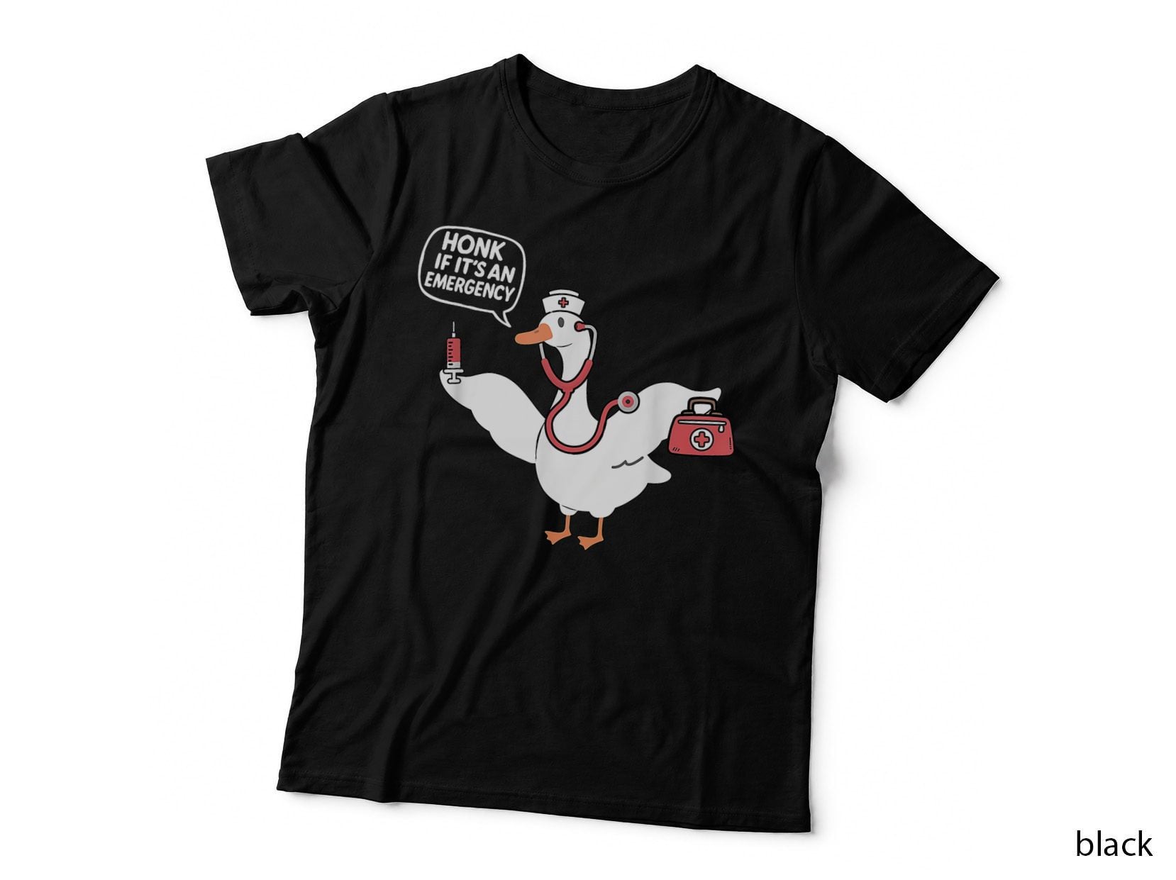 Honk If Emergency Nurse Goose Doctor Funny Medical Stethoscope T-Shirt