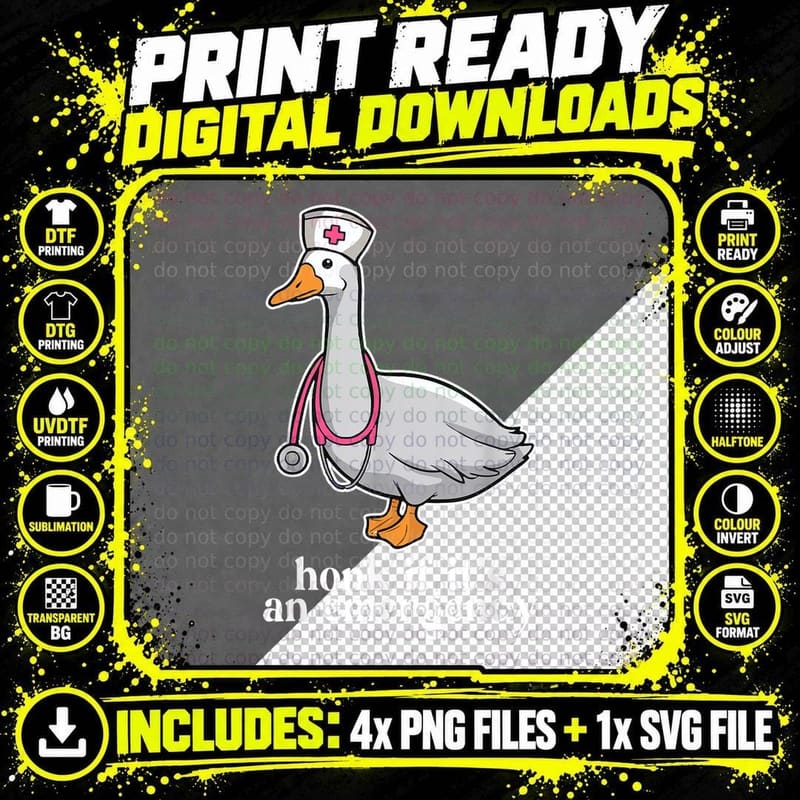 Honk If It's an Emergency Funny Nurse Goose Medical Png SVG Digital Bundle