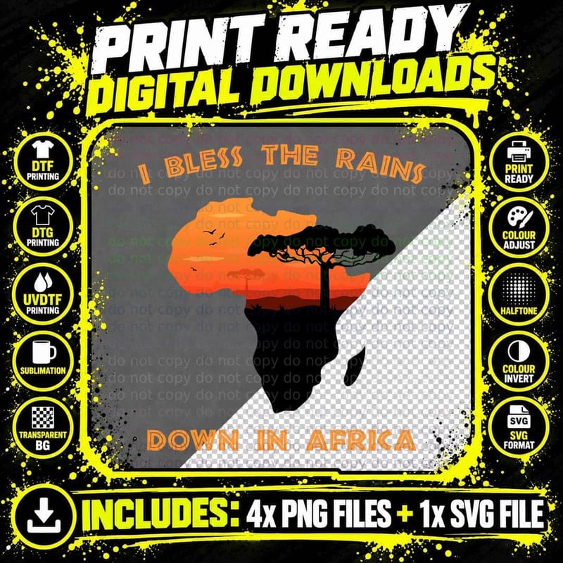 I Bless Rains Down in Africa Farmer Proud Africa Map Png SVG Digital Bundle
