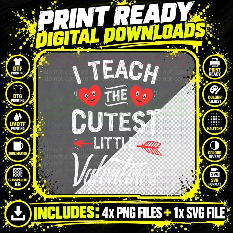 I Teach the Cutest Little Valentines Day Teacher Png SVG Digital Bundle