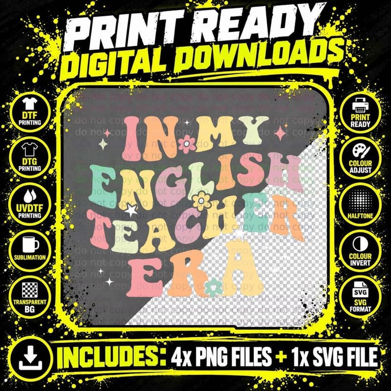 In My English Teacher Era Retro Back to School Png SVG Digital Bundle