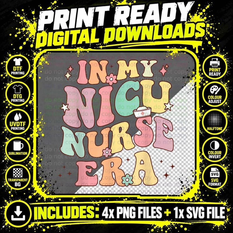 In My NICU Nurse Era Retro Nurse Appreciation Neonatal Png SVG Digital Bundle