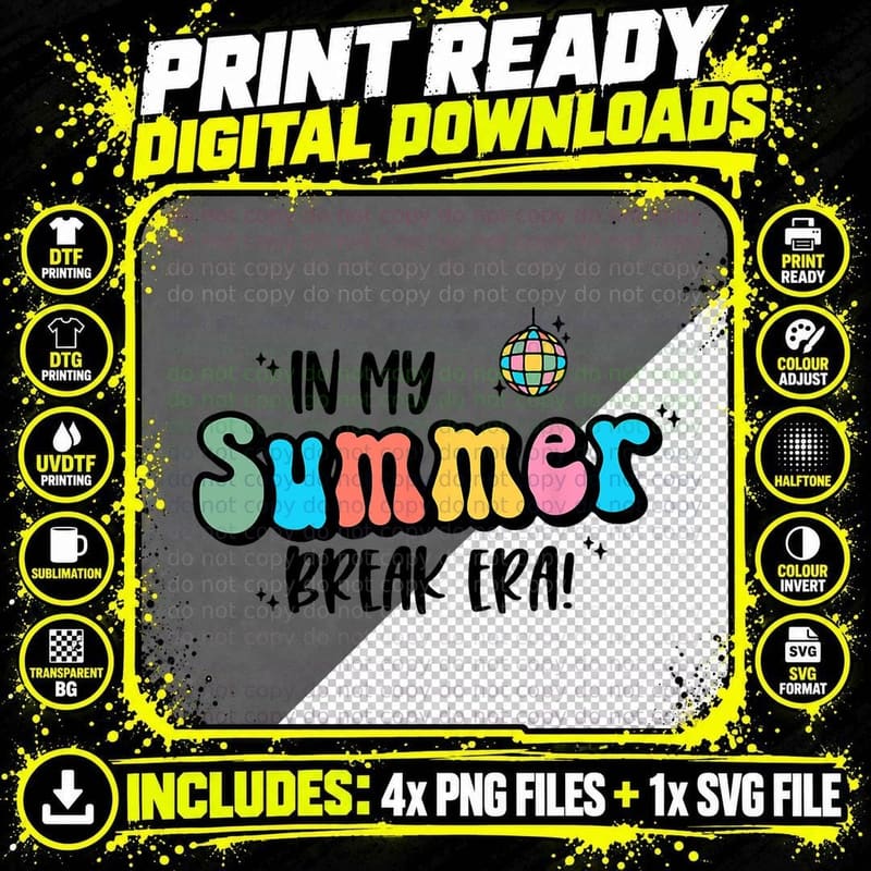 In My Summer Break Era Retro Last Day of School Teacher Png SVG Digital Bundle