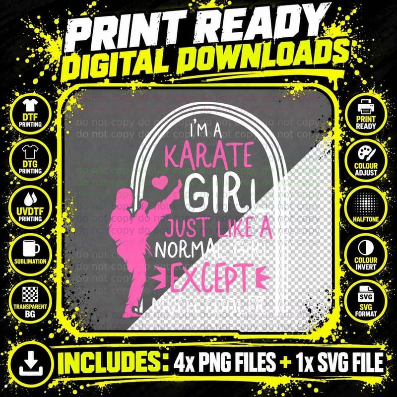Karate Girl Karate Player Martial Arts Teacher Blackbelt Png SVG Digital Bundle