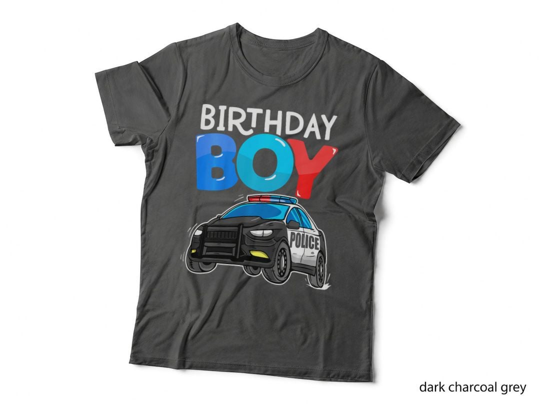 Kids Birthday Boy Police Car T-Shirt, Patriotic Theme, Toddler Birthday Gift