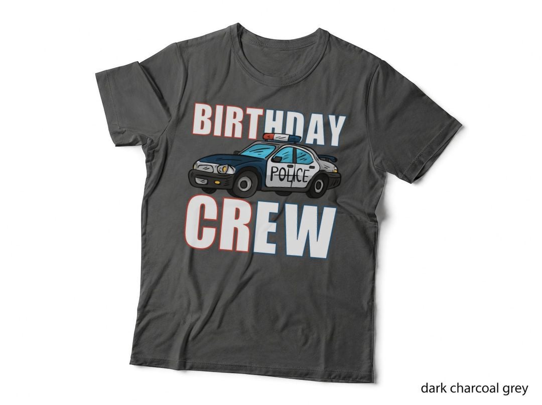 Kids Police Birthday Crew T-Shirt, Police Car Theme, Boys Birthday Party