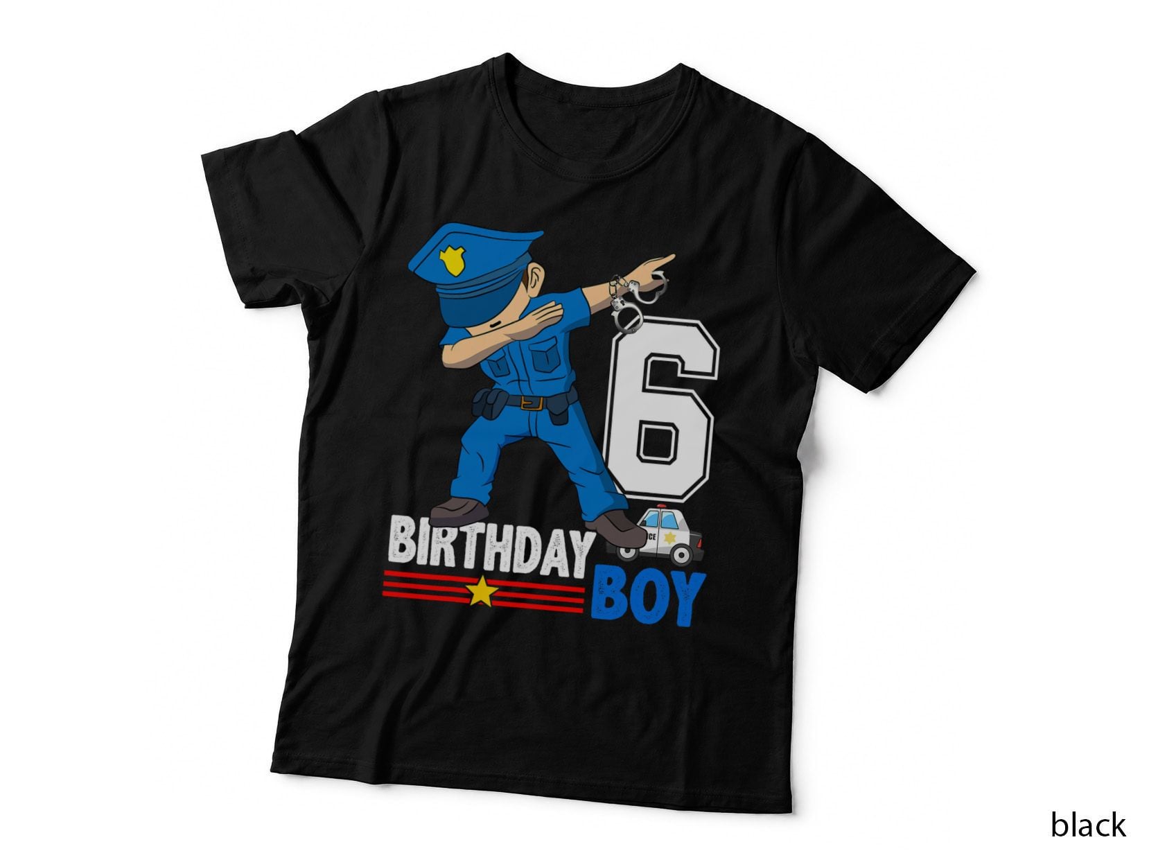 Kids Police Officer Birthday T-Shirt, Patriotic Theme, 4th July Apparel