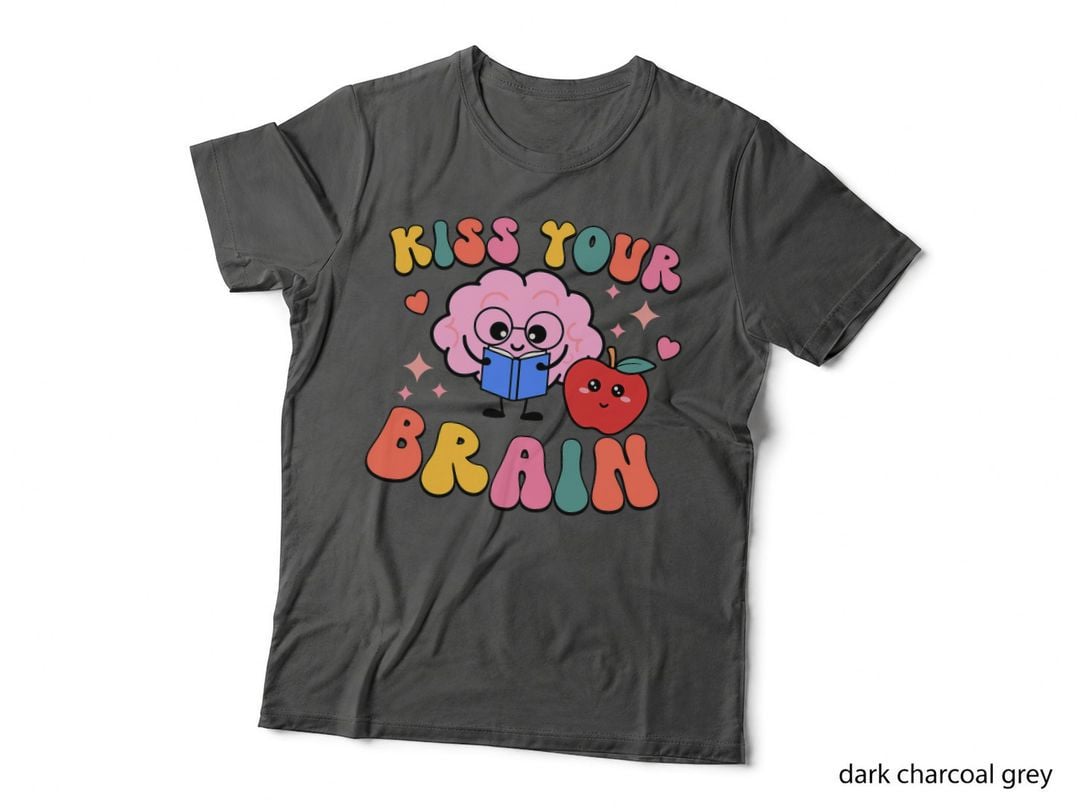 Kiss Your Brain Teacher Student 100th Day of School 100 Days T-Shirt