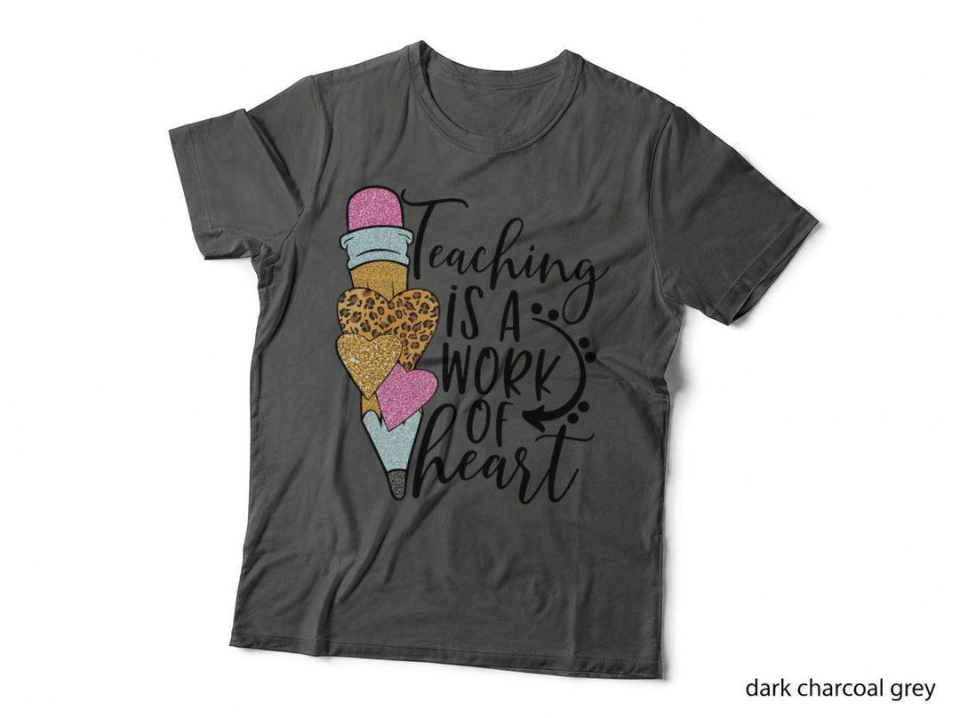 Leopard Teacher Valentines Day Teaching Is a Work of Heart T-Shirt