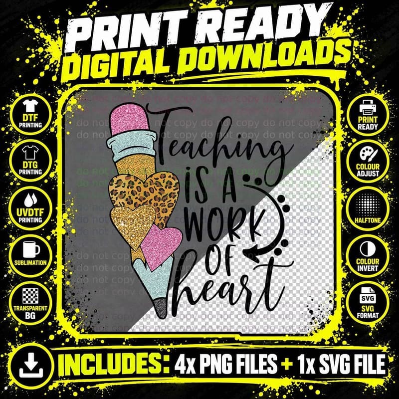 Leopard Teacher Valentines Day Teaching Is a Work of Png SVG Digital Bundle