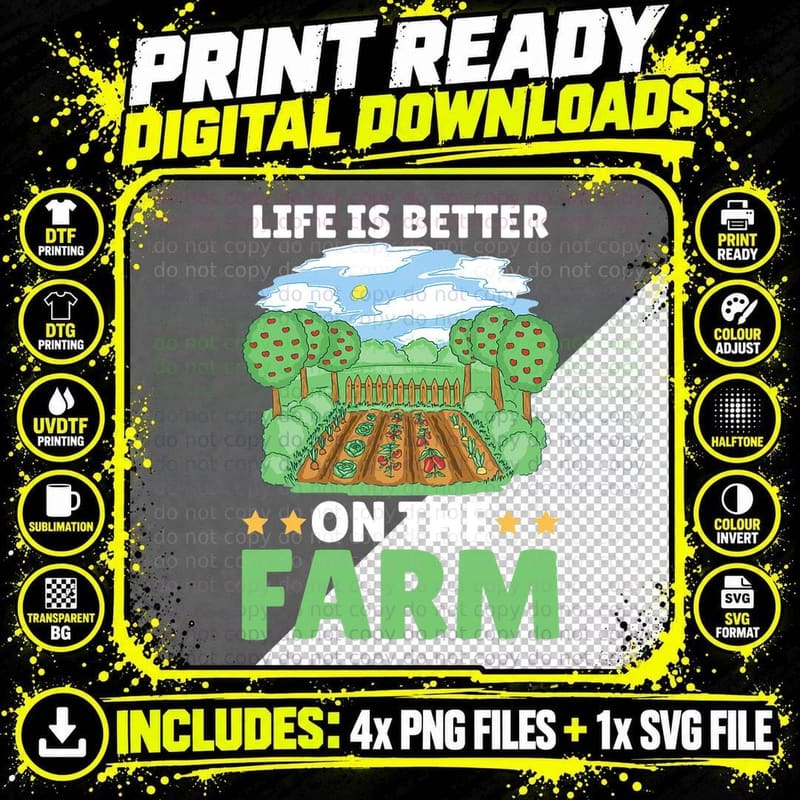Life Is Better on the Farm for Farmer T-Shirt Png SVG Digital Bundle