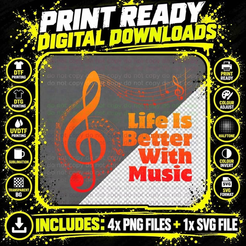 Life Is So Much Better With Music Theory Musician Png SVG Digital Bundle