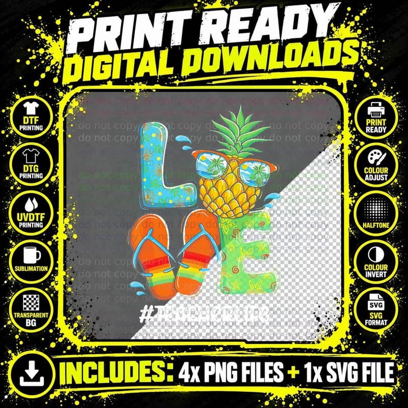 Love Pineapple - Summer Teacher Life T-Shirt Png SVG Digital Bundle