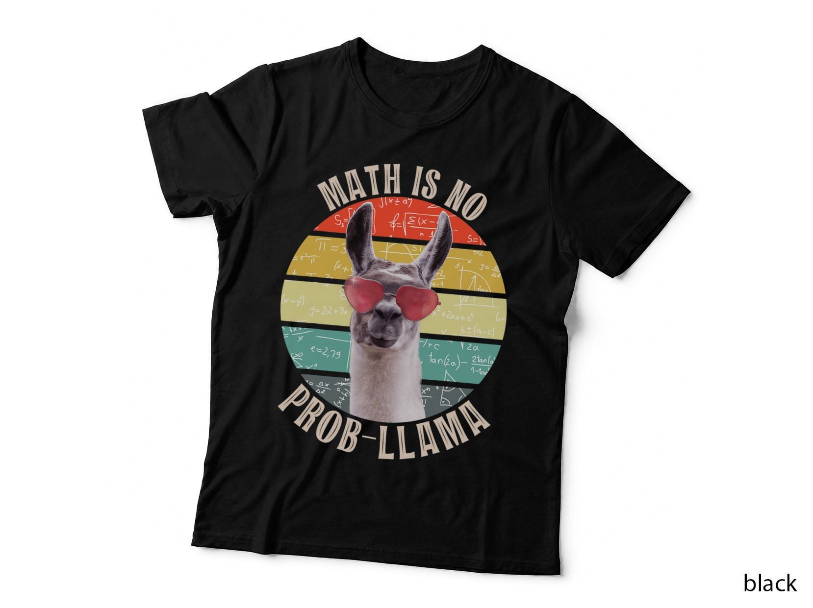 Math Is No Probllama Funny Llama Alpaca Math Teacher Nerd T-Shirt