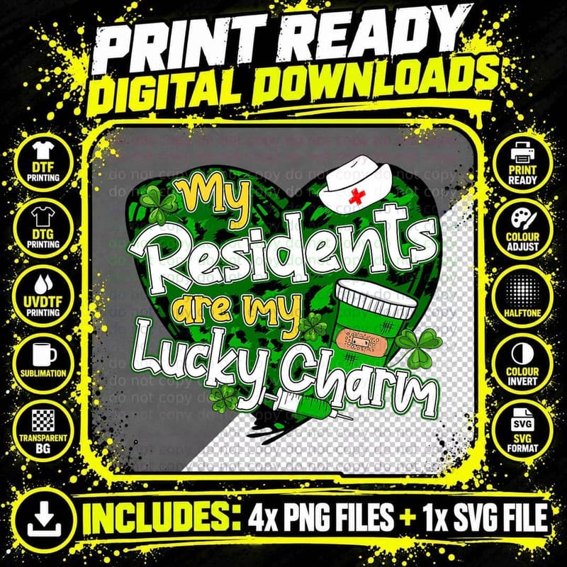 My Residents Are My Lucky Charms Patrick's Day Doctor Png SVG Digital Bundle