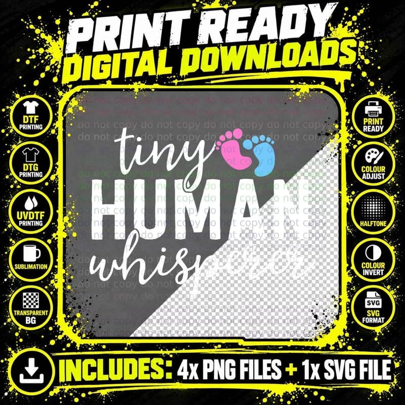 NICU Nurse Gifts Tiny Human Whisperer Neonatal ICU Png SVG Digital Bundle