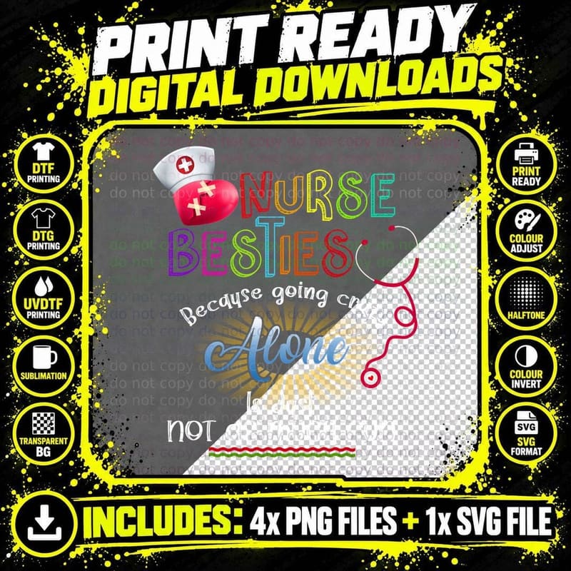 Nurse Besties T-Shirt, Nurse Theme, Nurse Apparel Png SVG Digital Bundle