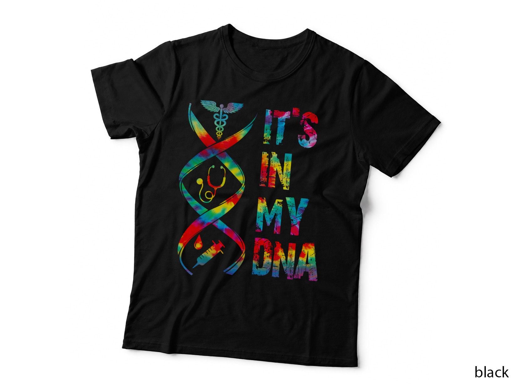 Nurse DNA T-Shirt, Tie-Dye Style, Medical Professional Apparel